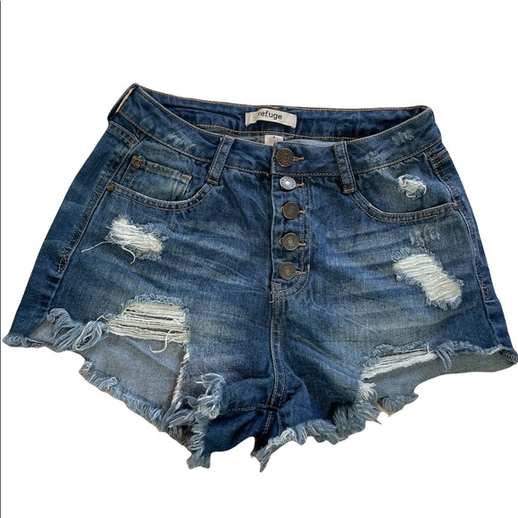 refuge Pants - ☀️EUC Refuge Distressed, High Rise, Raw Hem, Button Fly Jean Shorts Size 4